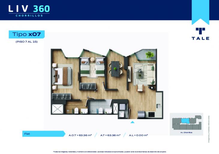 Plano del modelo X07 B (7-20) del proyecto LIV 360 en Chorrillos