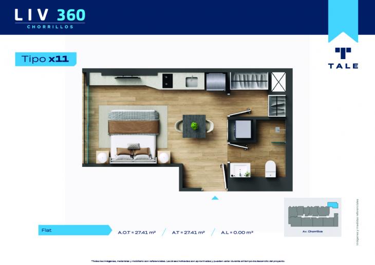 Plano del modelo X11 (3-6) del proyecto LIV 360 en Chorrillos