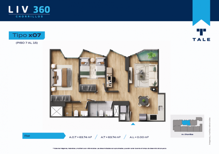 Plano del modelo X07 B (7-20) del proyecto LIV 360 en Chorrillos
