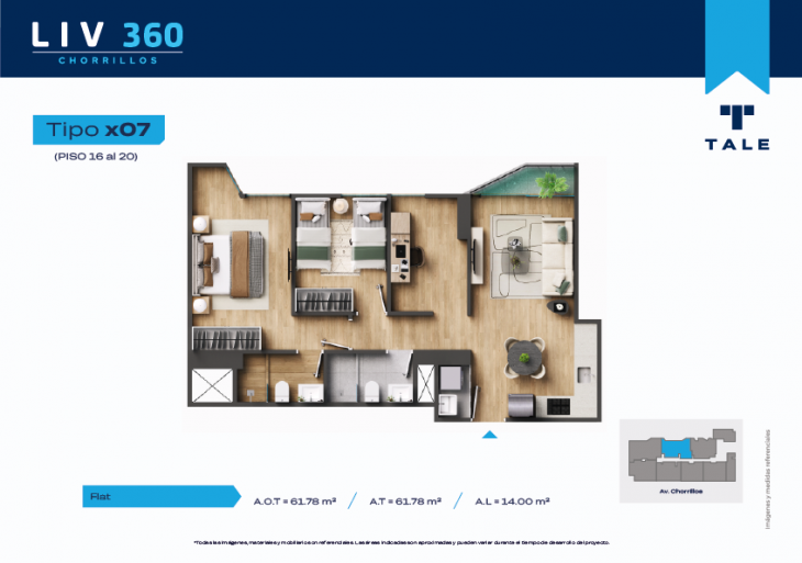 Plano del modelo X07 B (7-20) del proyecto LIV 360 en Chorrillos