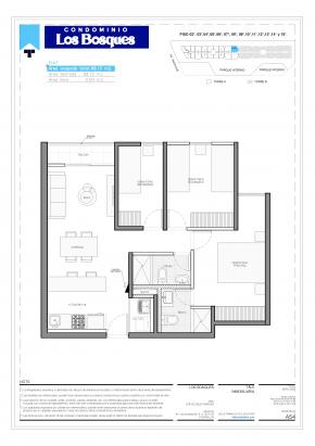Plano del modelo AX16 del proyecto Condominio Los Bosques en Chorrillos