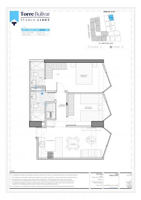 Plano del modelo AX08 del proyecto Torre Bolivar en Pueblo Libre