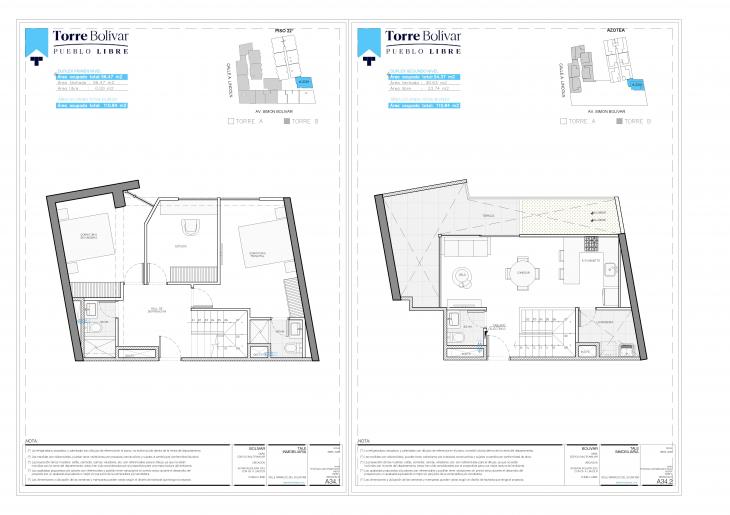Plano del modelo A2201 del proyecto Torre Bolivar en Pueblo Libre