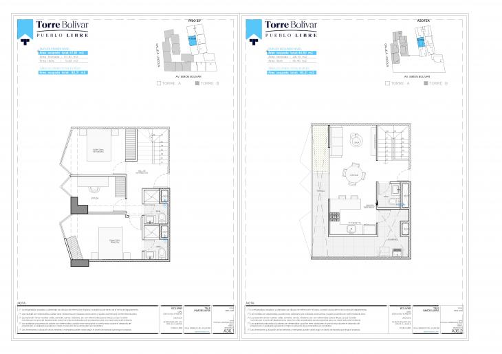 Plano del modelo A2206 del proyecto Torre Bolivar en Pueblo Libre