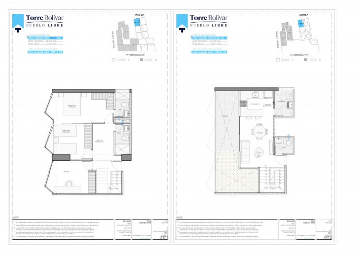 Plano del modelo A2207 del proyecto Torre Bolivar en Pueblo Libre