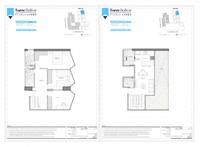 Plano del modelo A2208 del proyecto Torre Bolivar en Pueblo Libre