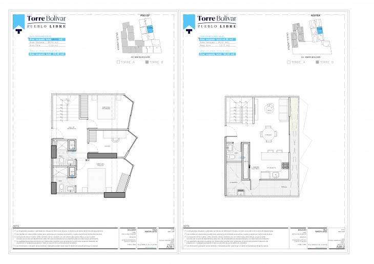 Plano del modelo A2209 del proyecto Torre Bolivar en Pueblo Libre