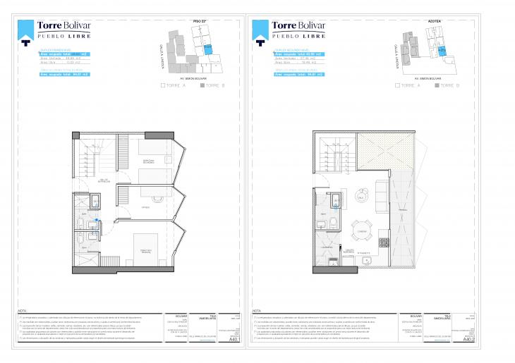 Plano del modelo A2210 del proyecto Torre Bolivar en Pueblo Libre