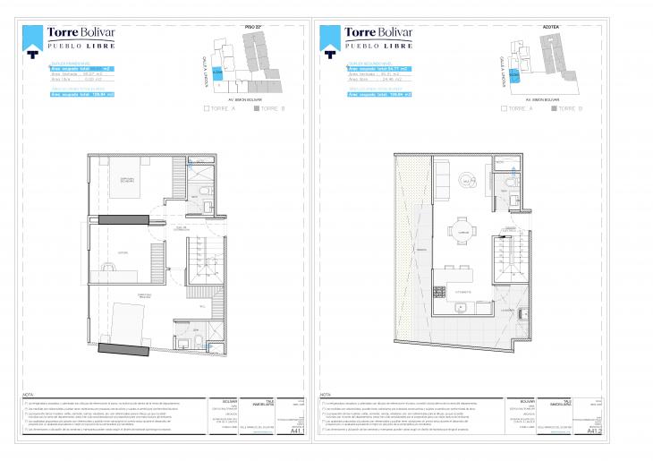 Plano del modelo B2205 del proyecto Torre Bolivar en Pueblo Libre