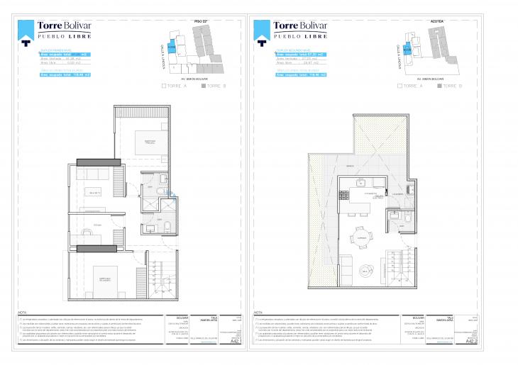 Plano del modelo B2206 del proyecto Torre Bolivar en Pueblo Libre
