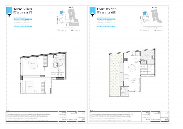 Plano del modelo B2207 del proyecto Torre Bolivar en Pueblo Libre