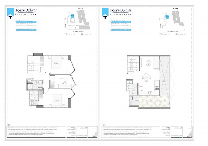 Plano del modelo B2208 del proyecto Torre Bolivar en Pueblo Libre