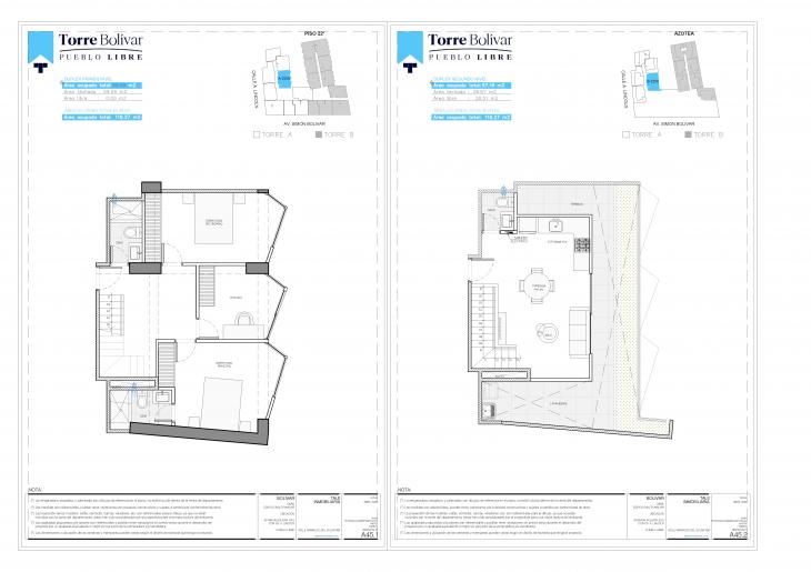 Plano del modelo B2209 del proyecto Torre Bolivar en Pueblo Libre