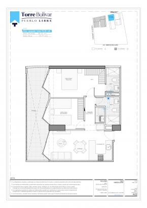 Plano del modelo A102 del proyecto Torre Bolivar en Pueblo Libre