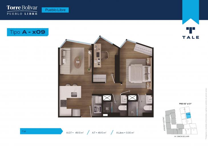 Plano del modelo AX09 del proyecto Torre Bolivar en Pueblo Libre