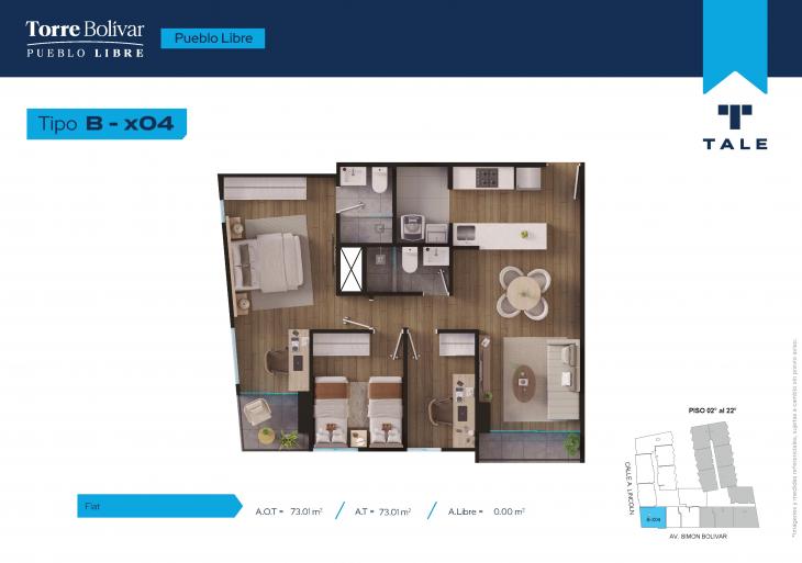 Plano del modelo BX04 del proyecto Torre Bolivar en Pueblo Libre