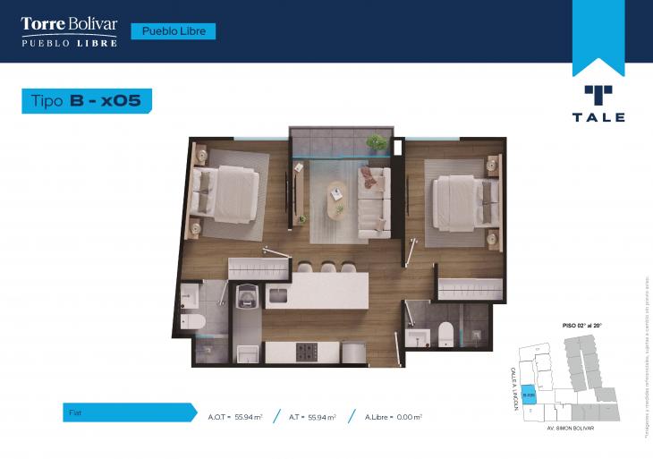 Plano del modelo BX05 del proyecto Torre Bolivar en Pueblo Libre