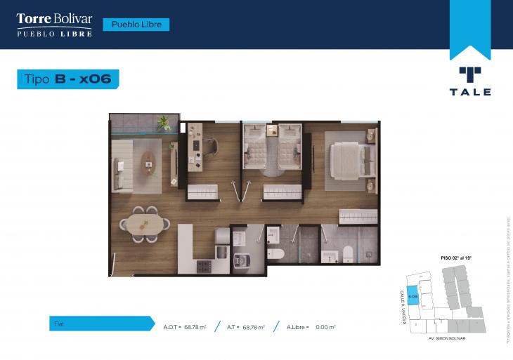 Plano del modelo BX06 del proyecto Torre Bolivar en Pueblo Libre