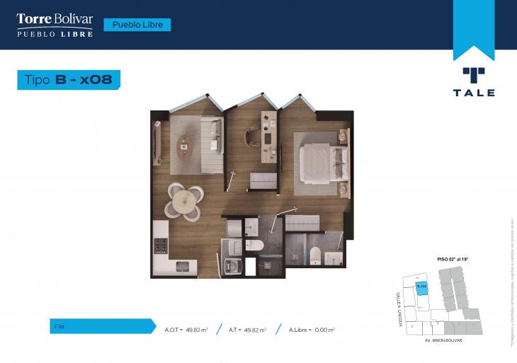 Plano del modelo BX08 del proyecto Torre Bolivar en Pueblo Libre