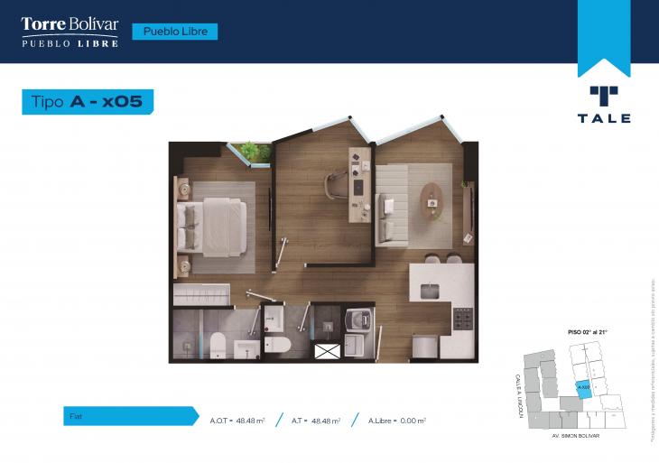 Plano del modelo AX05 del proyecto Torre Bolivar en Pueblo Libre