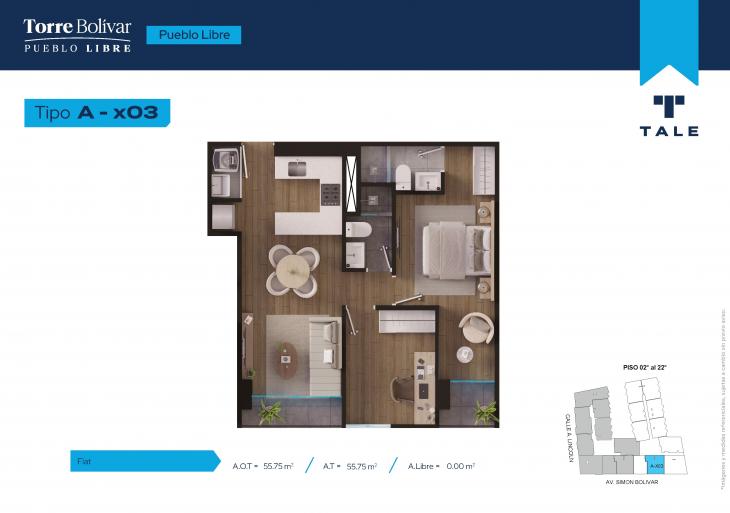 Plano del modelo AX03 del proyecto Torre Bolivar en Pueblo Libre