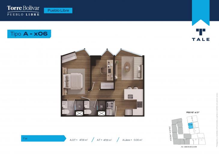 Plano del modelo AX06 del proyecto Torre Bolivar en Pueblo Libre