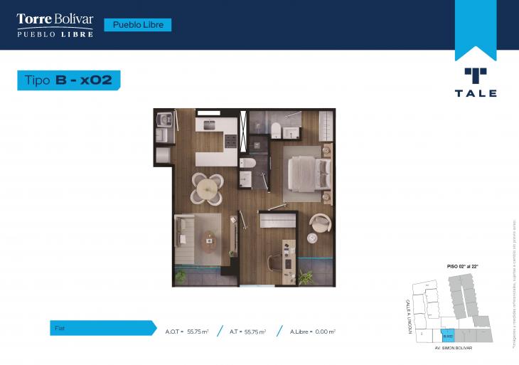 Plano del modelo BX02 del proyecto Torre Bolivar en Pueblo Libre