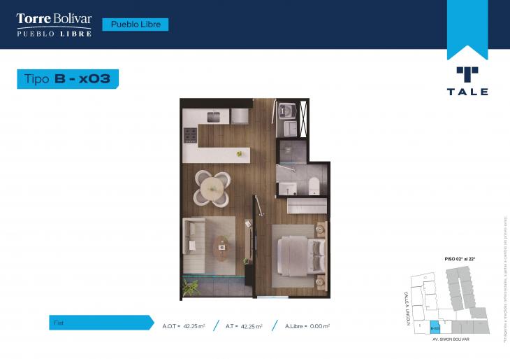 Plano del modelo BX03 del proyecto Torre Bolivar en Pueblo Libre