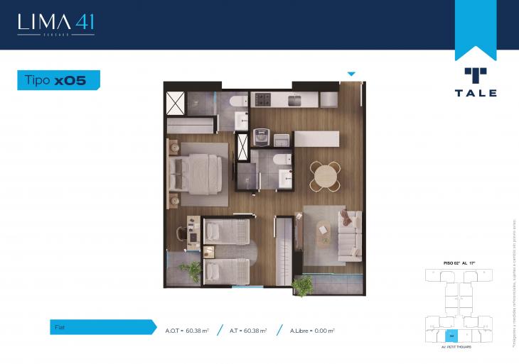 Plano del modelo X05 del proyecto LIMA 41 en Cercado De Lima