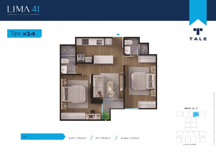 Plano del modelo X14 del proyecto LIMA 41 en Cercado De Lima