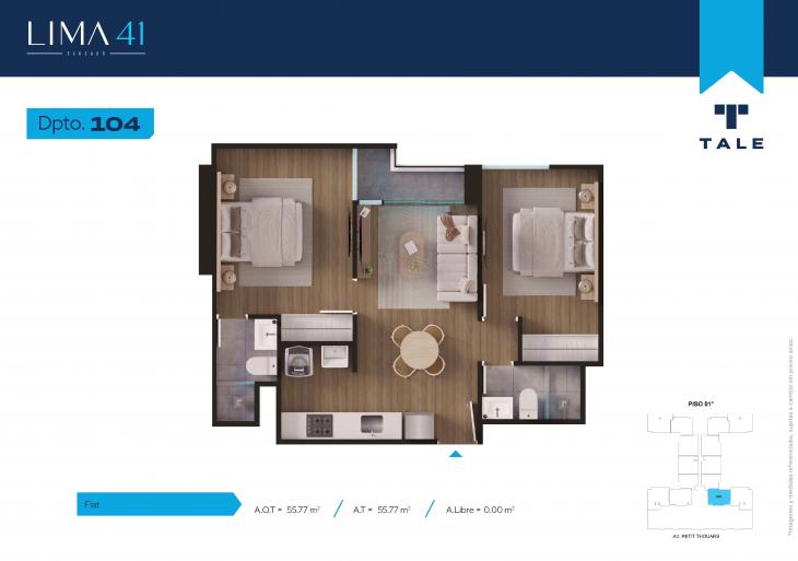 Plano del modelo 104 del proyecto LIMA 41 en Cercado De Lima