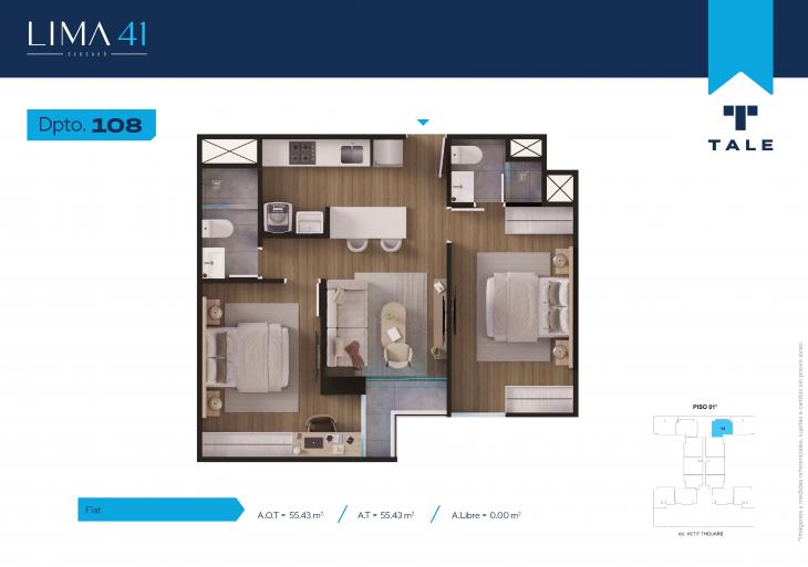 Plano del modelo 108 del proyecto LIMA 41 en Cercado De Lima