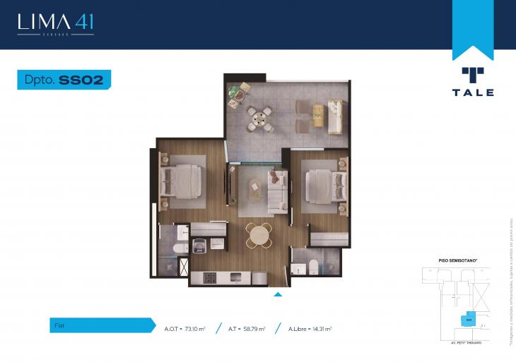 Plano del modelo SS02 del proyecto LIMA 41 en Cercado De Lima