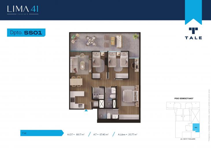Plano del modelo SS01 del proyecto LIMA 41 en Cercado De Lima