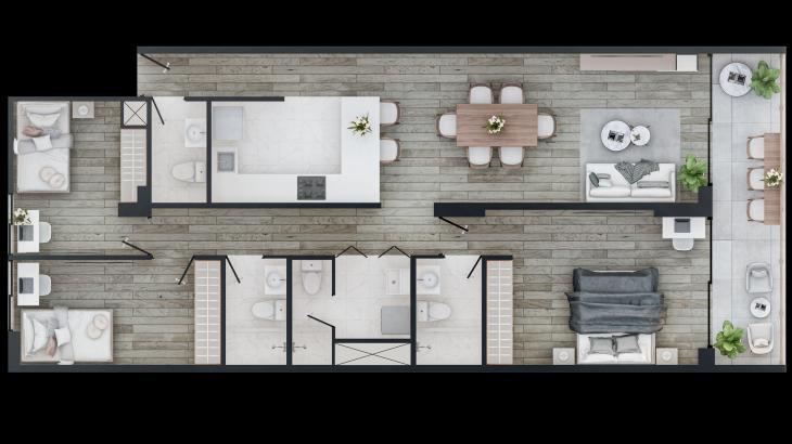 Plano del modelo X04B del proyecto ELITE 14 en Santiago De Surco