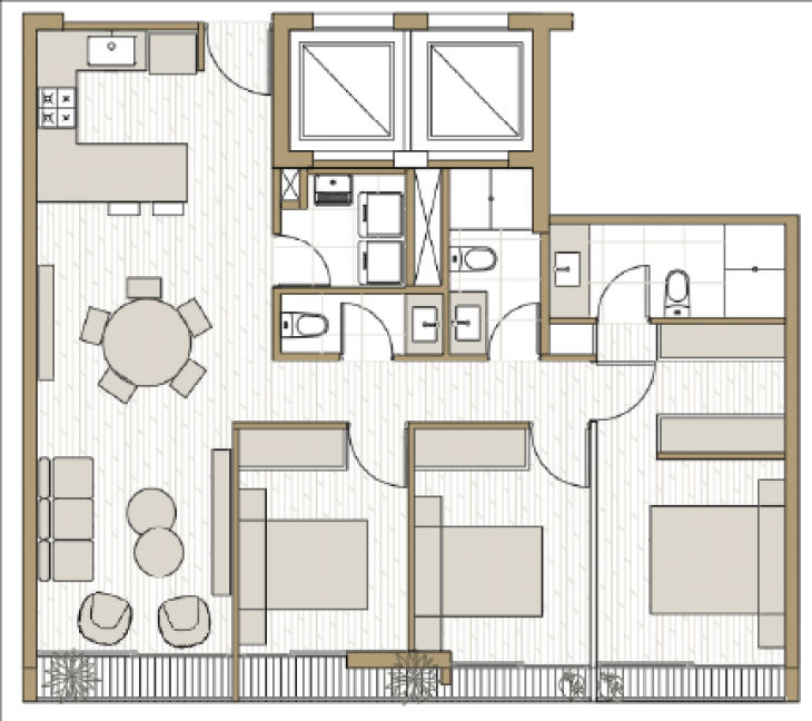 Plano del modelo TIPO 3 del proyecto Florencia en Miraflores