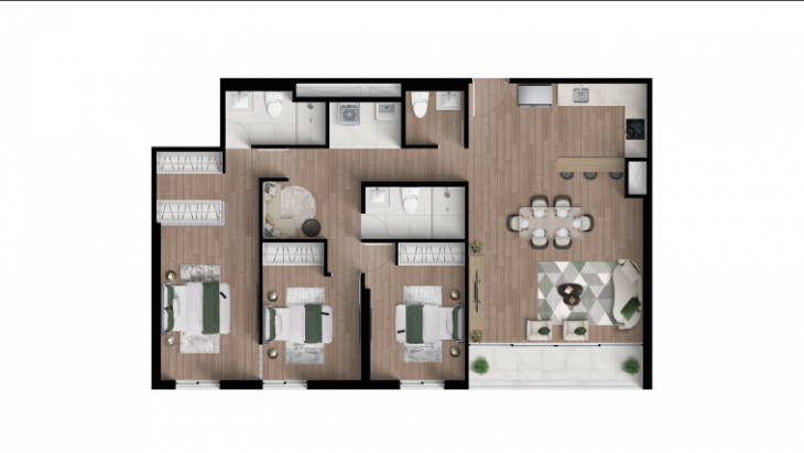 Plano del modelo X04 del proyecto Tempus La Paz en Miraflores
