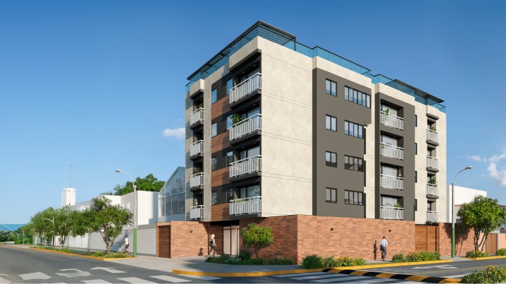 Fachada principal del proyecto PACIFICO 299 en Santiago De Surco