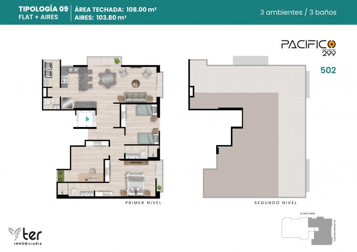 Plano del modelo X09 del proyecto PACIFICO 299 en Santiago De Surco