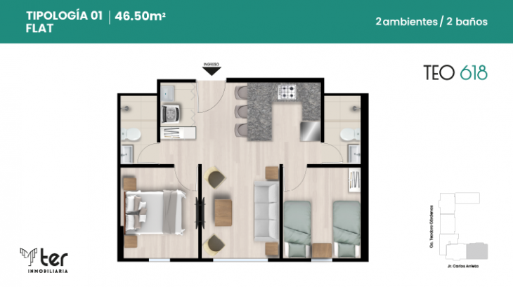 Plano del modelo X01 del proyecto TEO618 en Cercado De Lima
