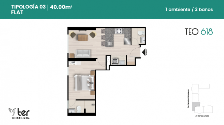 Plano del modelo X03 del proyecto TEO618 en Cercado De Lima