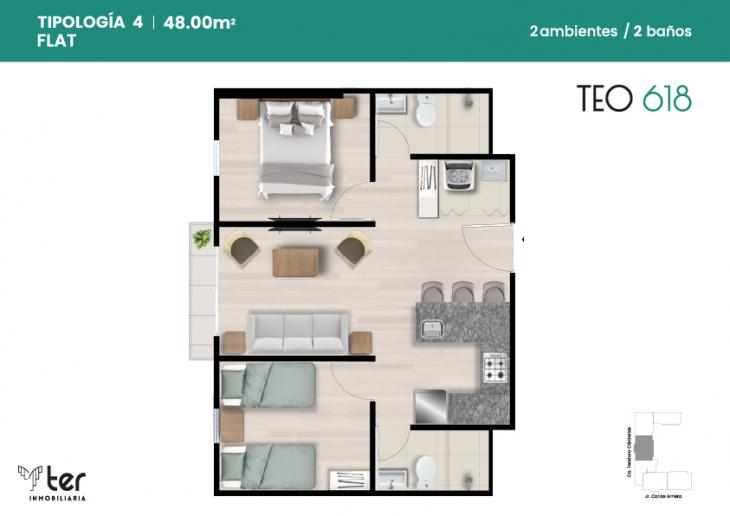 Plano del modelo X04 del proyecto TEO618 en Cercado De Lima