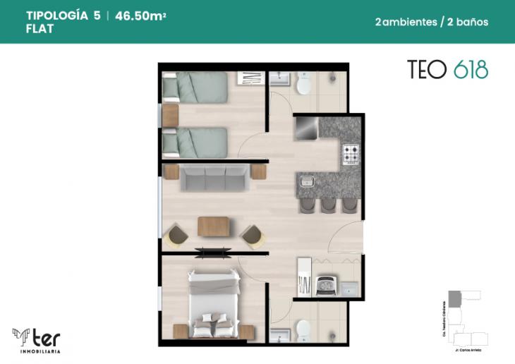 Plano del modelo X05 del proyecto TEO618 en Cercado De Lima