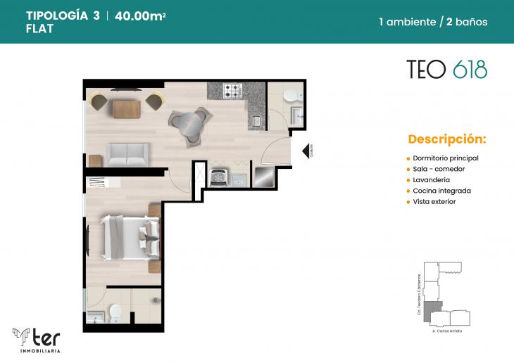 Plano del modelo X03 del proyecto TEO618 en Cercado De Lima