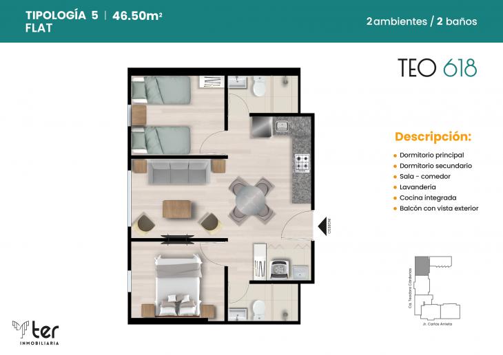 Plano del modelo X05 del proyecto TEO618 en Cercado De Lima