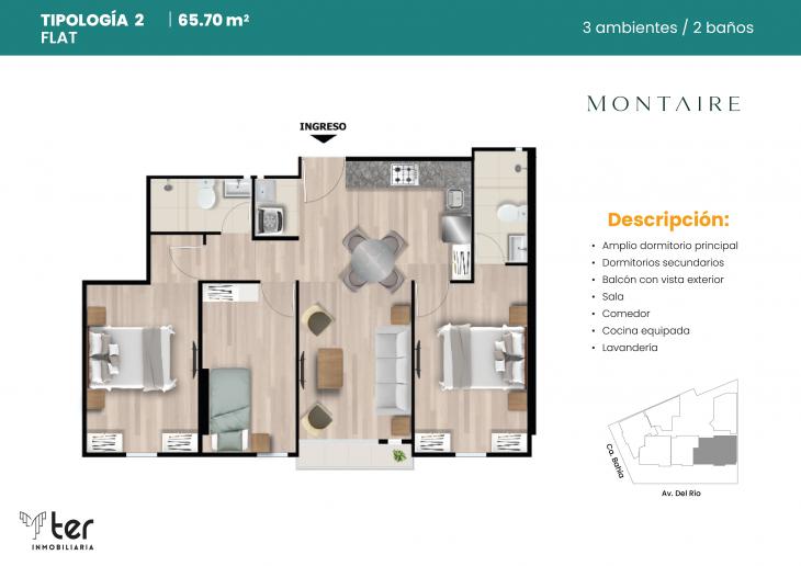 Plano del modelo X02 del proyecto MONTAIRE en Pueblo Libre