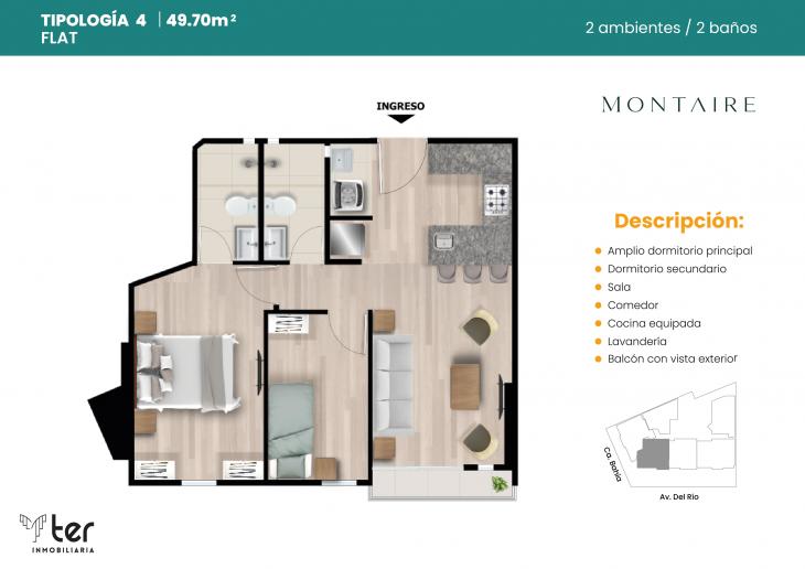 Plano del modelo X04 del proyecto MONTAIRE en Pueblo Libre