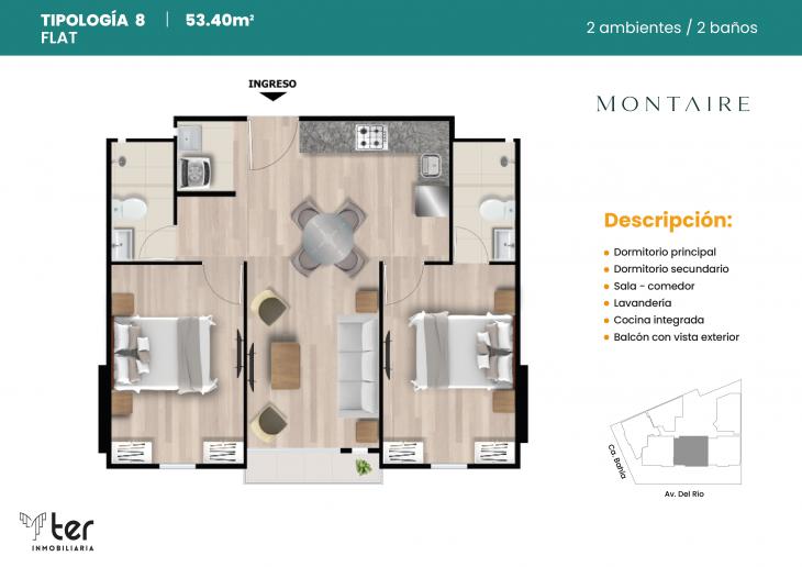 Plano del modelo X08 del proyecto MONTAIRE en Pueblo Libre