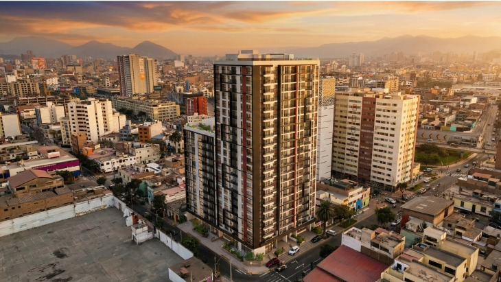 Fachada principal del proyecto Jardines de  Santa Beatriz tercera etapa en Cercado De Lima