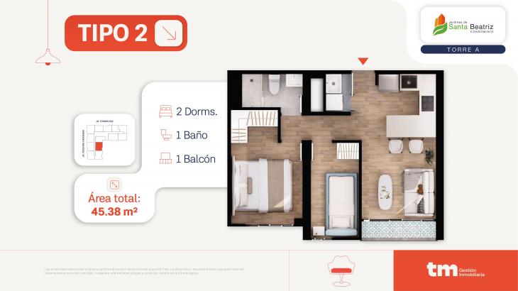 Plano del modelo 2 del proyecto Jardines de  Santa Beatriz tercera etapa en Cercado De Lima